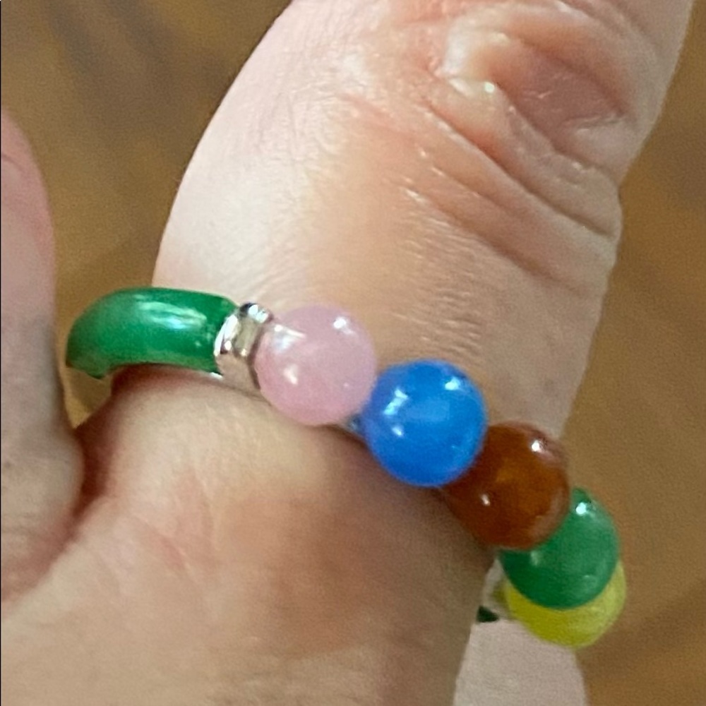 NWT Sterling Silver Multi-Color JADE Bead Ring! - Picture 9 of 9